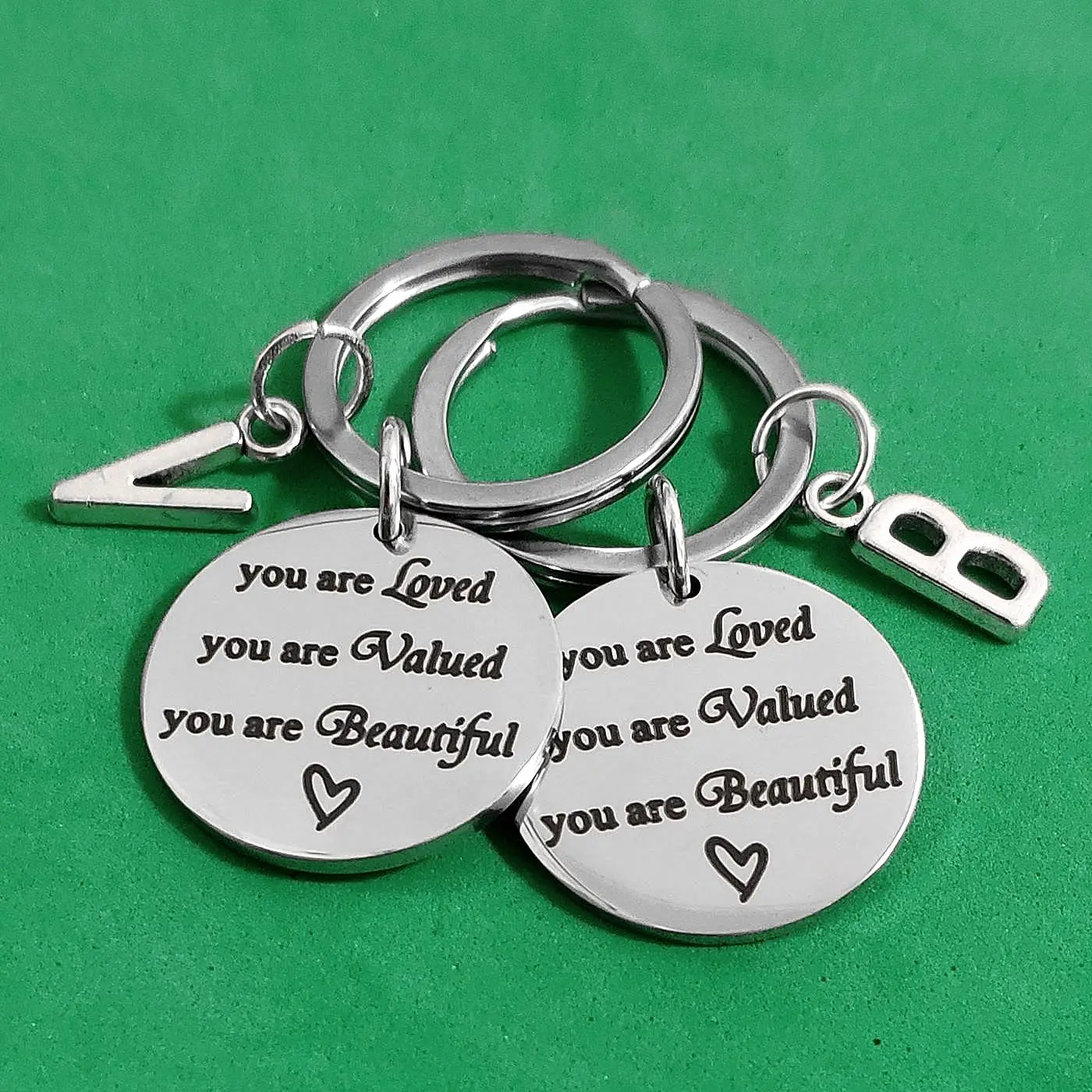 

26 Letters Ornaments Creative Lanyard for Keys Gift Lettering Keyring You Are Loved Valued Beautiful Stainless Steel Carabiner