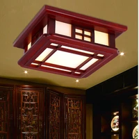 chinese style antique solid wood red frame ceiling lights rural nostalgic minimalist acryl shade led lamp for parlorbedroom