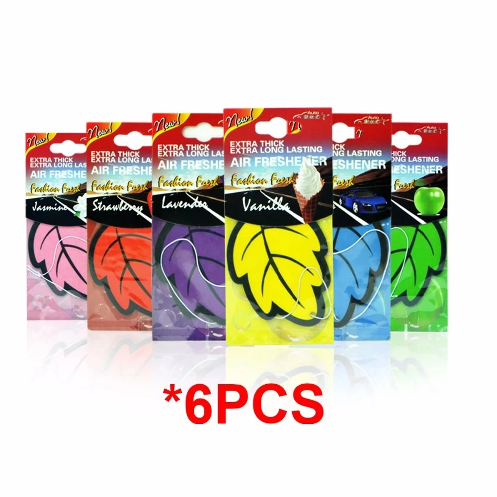 

6 Kinds Car Air Freshener Natural scented tea paper Auto Hanging Vanilla perfume fragrance Leaf Shape Perfumecar Accessories
