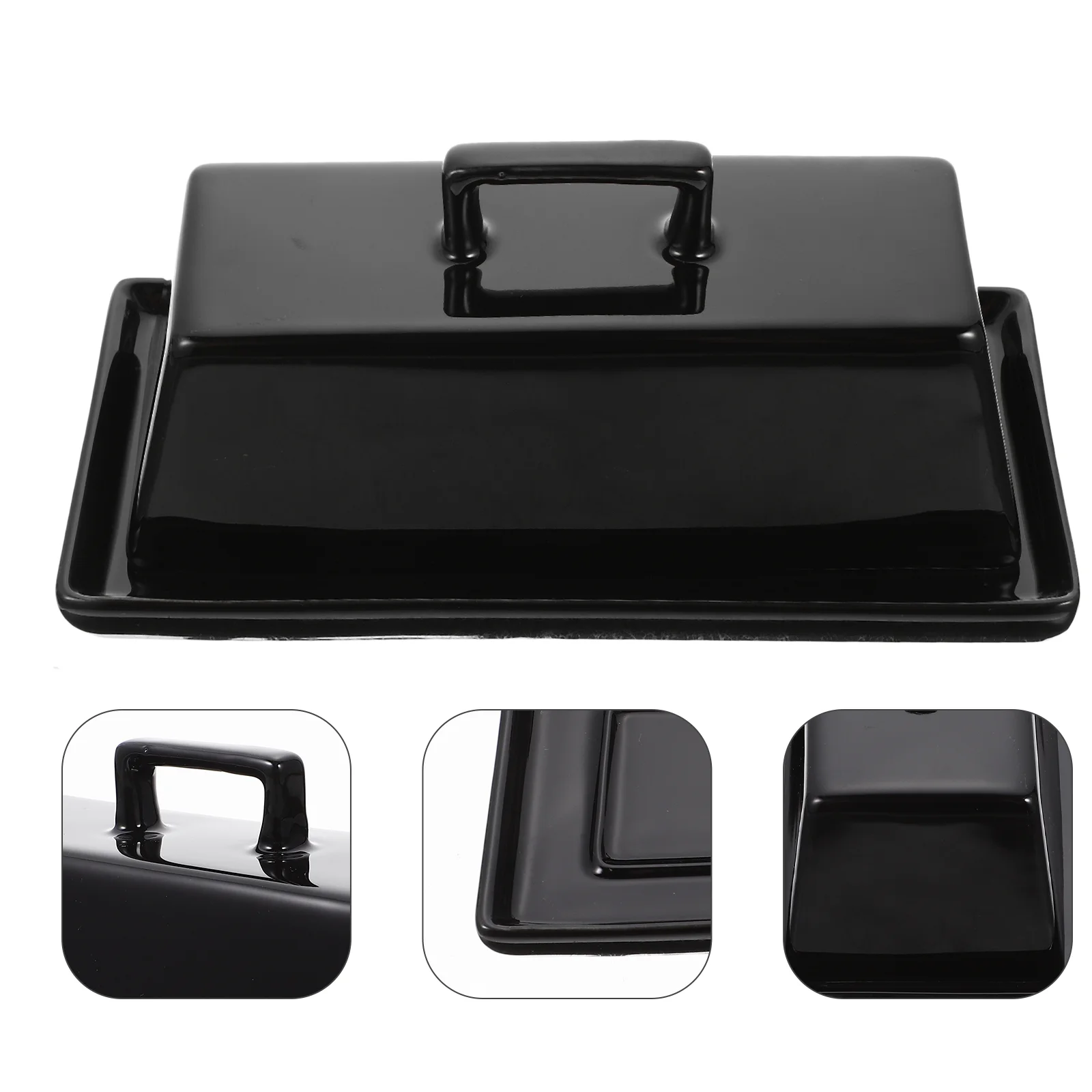 

Butter Box Food Serving Dish Ceramic Storage Tray Cover Exquisite Plate Service