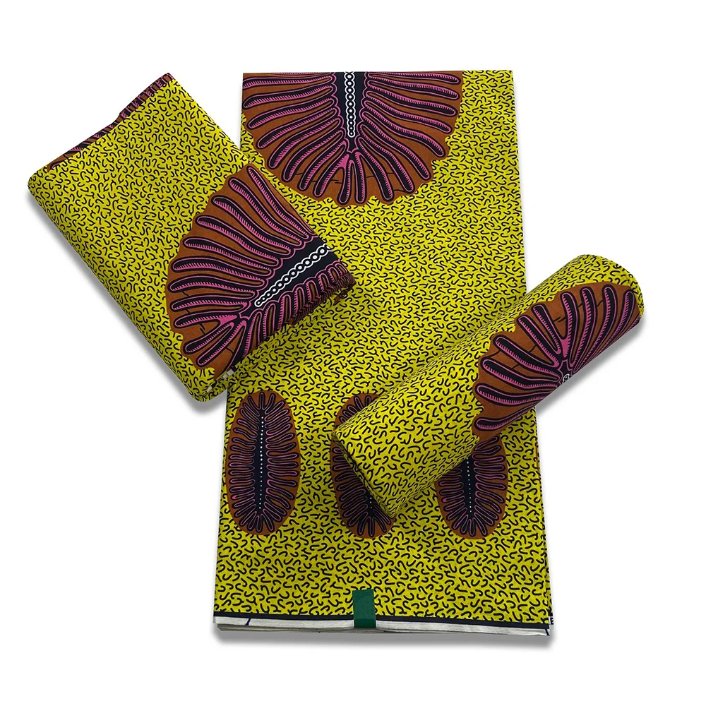 

African Wax Fabric 100% Cotton Veritable Wax Nigerian Ankara Block Prints Batik Fabric Dutch Pagne 6yards For Sewing VL-312