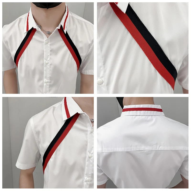 Рубашка мужская в полоску брендовая винтажная приталенная с коротким рукавом