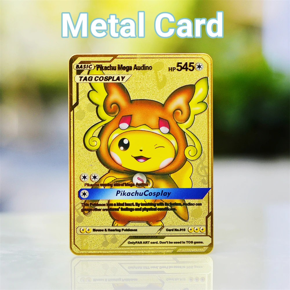 

Spanish Metal Pokemon Letters Vmax Hard Iron Pokimon Cards Charizard Picchu Mewtwo Gx Ex Golden Rare Card Anime Cartas Game Toys