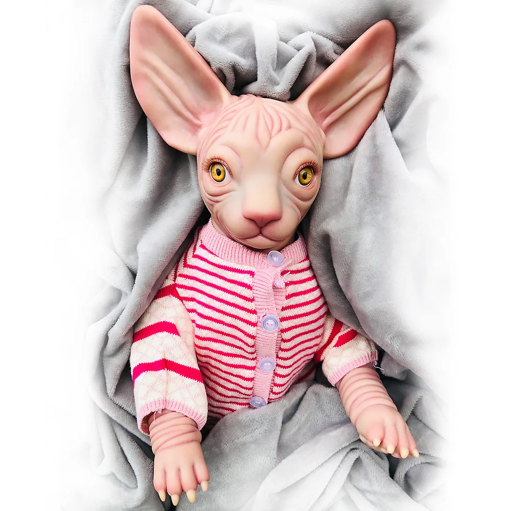 

48cm Realistic Sphynx Cat Doll real touch silicone cat reborn dolls hairless handmade Boutique collection plush doll toys gift