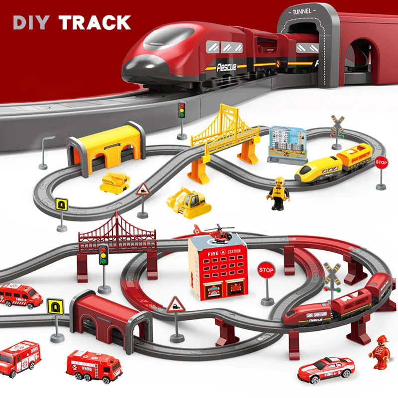 Puzzle Assembled Railway Track Building Block Track Magnetic Train Set Christmas Gift Toy For Boy