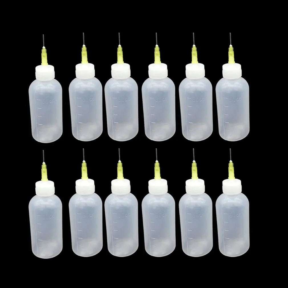 

12pcs/set Liquid Dispenser Bottles Epoxy Resin Molds Coloring Bottles With Syringe Needles Industrial Dispensing Bottles 50cc