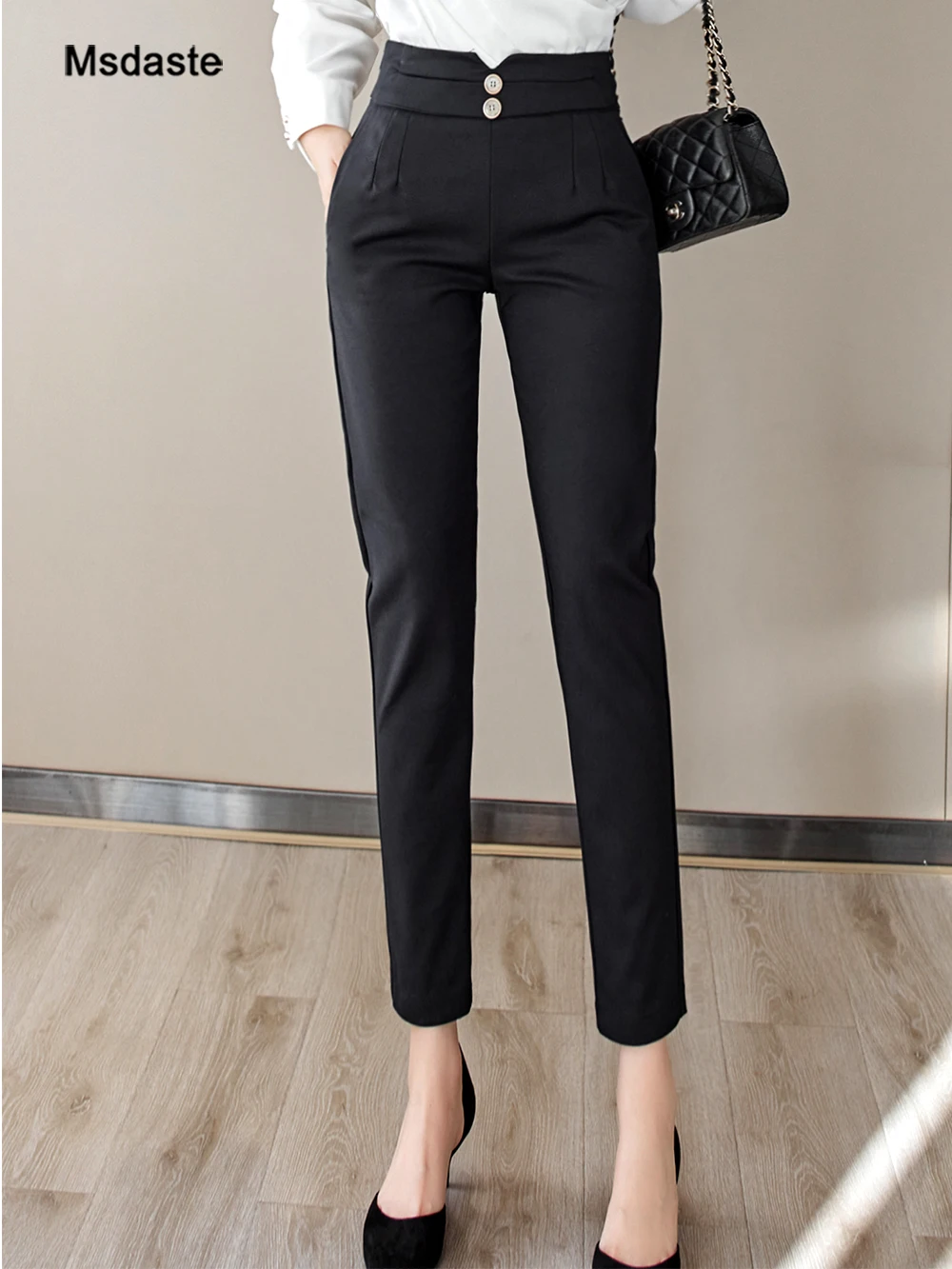 

Pencil Pants Women Cotton Slight Stretchy Workwear Office Lady Trousers Ankle-length Cotton Pantalones Mujer Bodycon Woman Pants