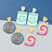 new trendy heart print acetate abstract earrings womens exaggerated cute dangle earrings party jewelry accessories