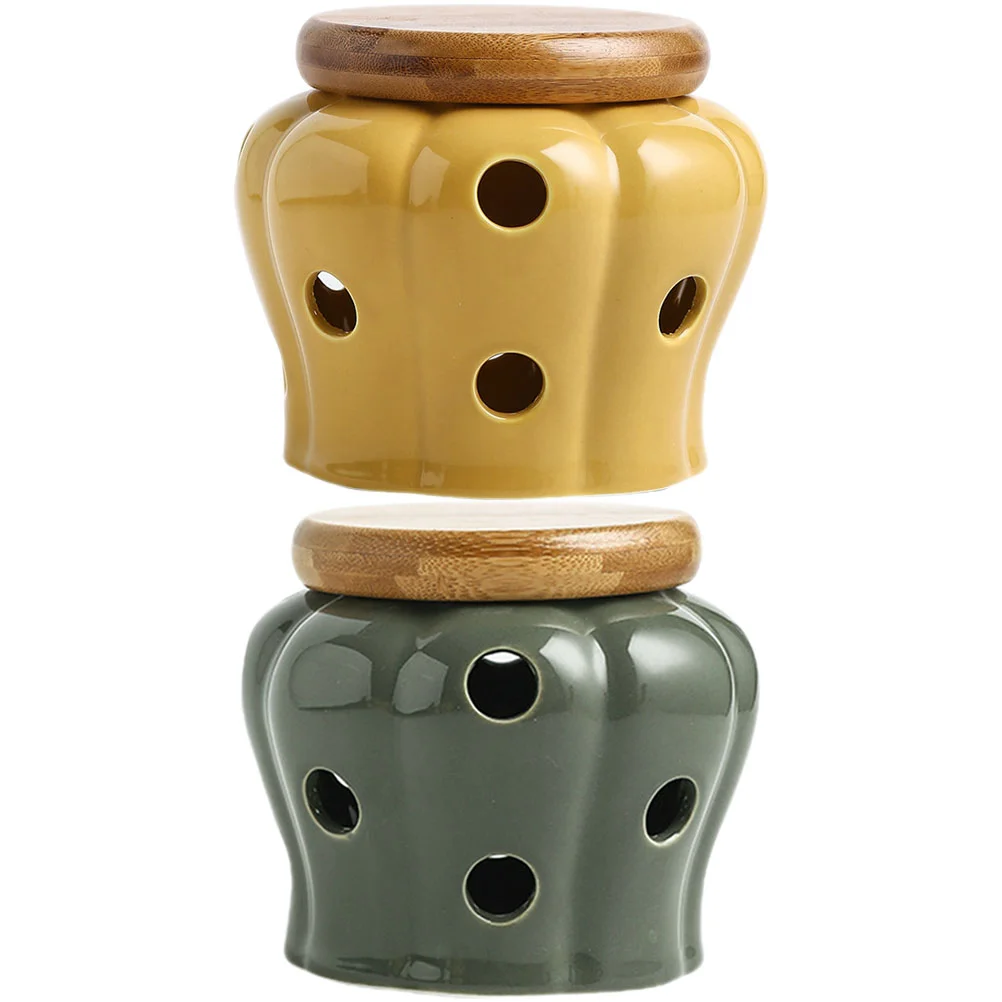 

Garlic Keeper Jar Storage Container Ginger Holder Kitchen Ceramicorganizers Canister Lemon Onion Keepers Counterstoneware