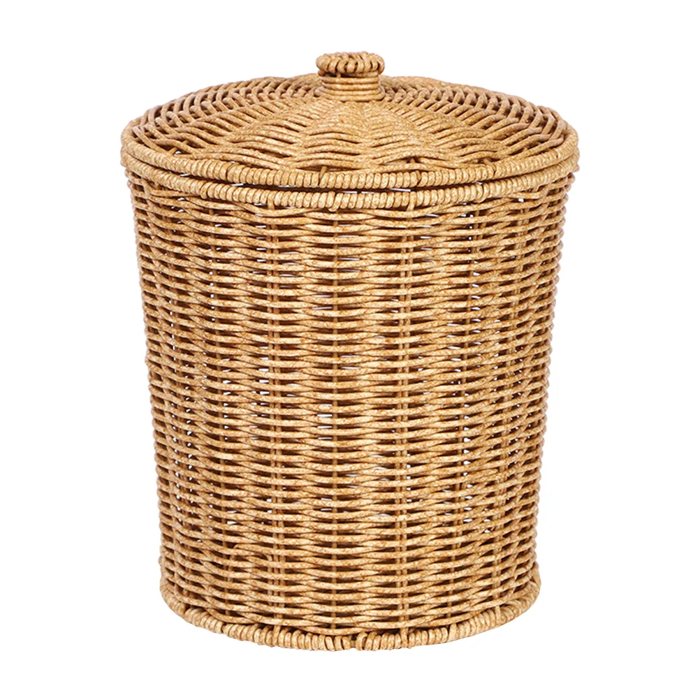 

Laundry Wicker Round Bedroom Baskets Pot Can Recycle Waste Storage Sundries Rattan Trash Seagrass Clothes Boxes