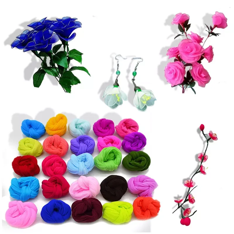 

Multicolor Nylon Stocking Ronde Flower Material Tensile Stocking Material Accessory Handmade Wedding Home DIY Nylon Flower