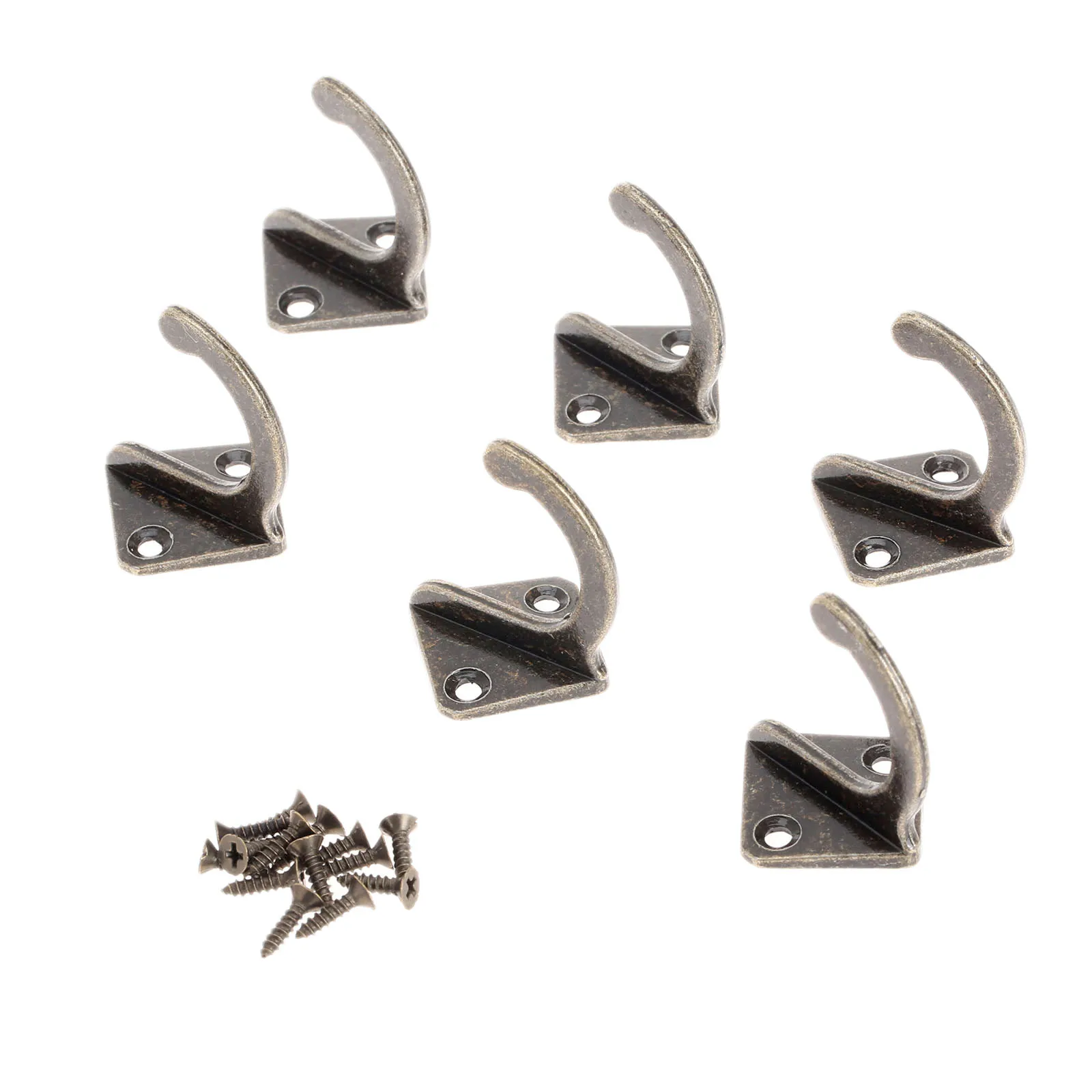 

5Pcs Antique Bronze Hooks Zinc Alloy Vintage Wall Hook Hangers Hat Coat Clothes Towel Robe Hook Bath Door Hanger with Screws