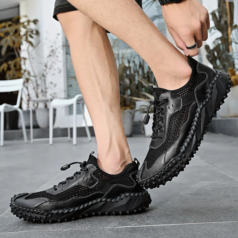 Men's Summer Hollow Breathable Golf Shoes Outdoor Grass Walking Sneakers Men's Golf Sneakers Men's Business Casual Shoes