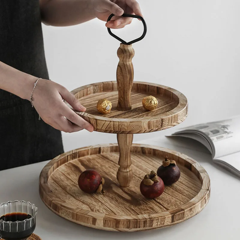 

Креативная стойка для хранения в скандинавском стиле, трехслойные деревянные коммерческие подносы для тортов, Декоративные Деревянные Под...