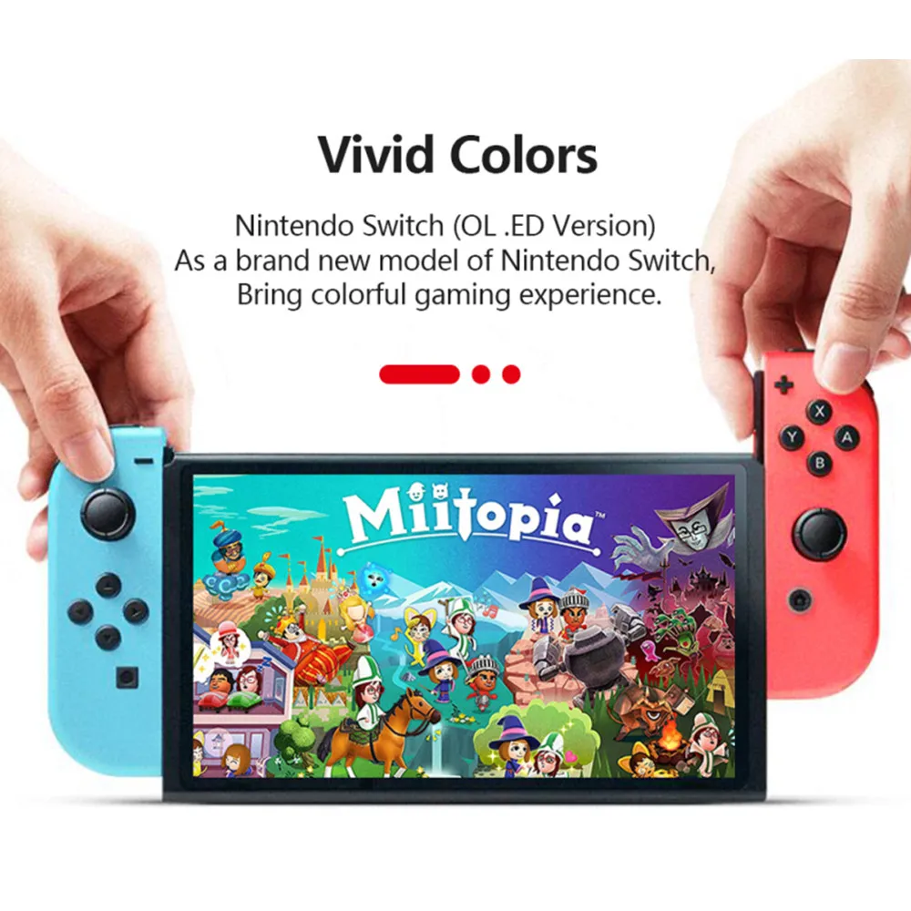 Nintendo Switch OLED Model Video Game Consoles 7 Inch OLED Touch Screen White set Blue and Red Joy Con set 64GB Internal Storage