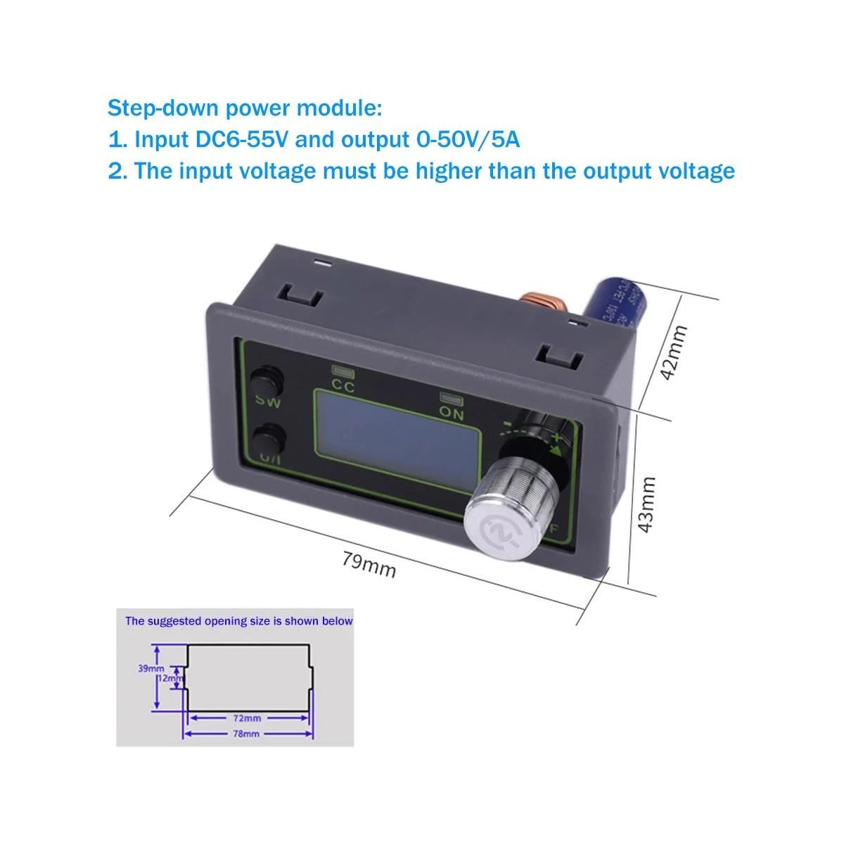 

50V 5A CNC Buck Adjustable Power Module Voltage Ammeter Constant Voltage Constant Current DC Voltage Regulator Module