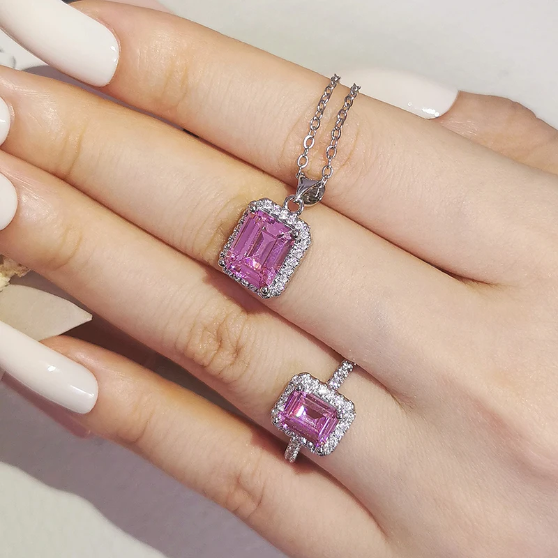 

silver color bride jewelry set for Engagement Wedding Bridal Jewelry for brides christmas gifts party anniversary J4746-pink