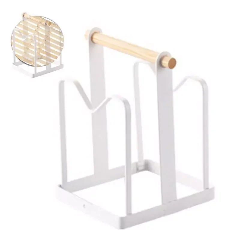 

NEW2023 Baking Sheet Organizer Pan Organizer Rack Wooden Handle Reusable Chopping Board Bracket Suitable For Kitchen Pot Cover B