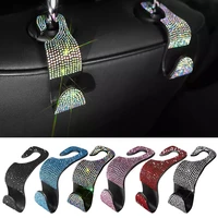 2pcs car rhinestone seat back hook headrest mount storage holder hanging diamond bling decoration car interior accessories