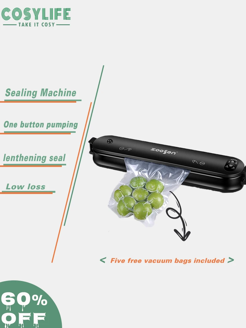 2022 New Portable Food Vacuum Sealer Automatic Kitchen Food Plastic Bag Sealing Machine