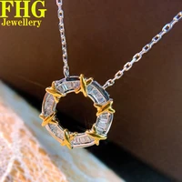 Natural diamond 0.2Ct 18K White and yellow Gold Necklace Real Natural Diamond Pendant Women Luxury Engagement Necklace