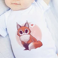 sweet cartoon fox graphics new o neck infant bodysuits kawaii pop harajuku summer all match short sleeve newborn romper