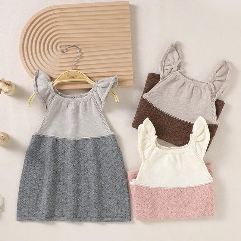 Autumn And Winter New Baby Sleeveless Dress Children's Warm Sweater Newborn Knitted Skirt Baby Girl Clothes