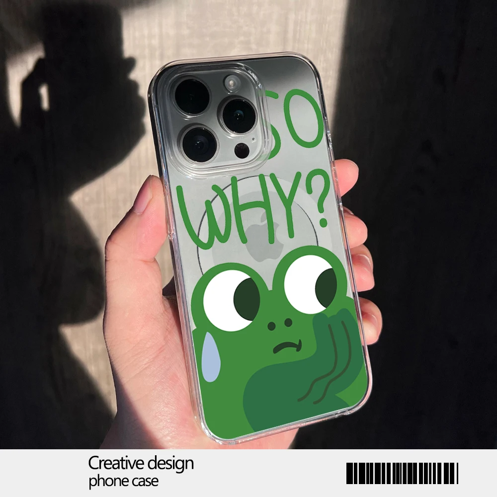 Чехол для iPhone 12 11 13 14 15 16 Max Pro Plus Magsafe с крупным глазом лягушкой