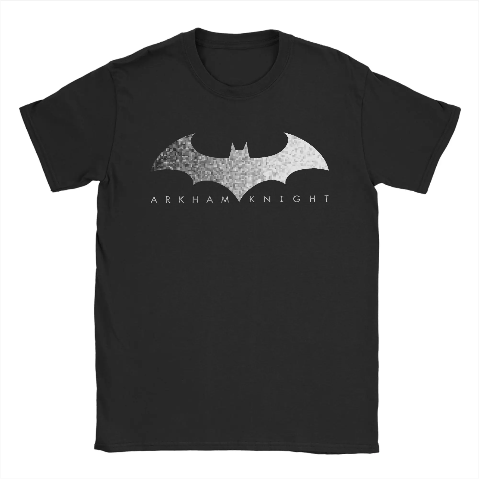 Фото Футболка с пиксельным логотипом Batmans Arkham Knight, футболки из 100% хлопка, забавные футболки, одежда с графическим принтом №2