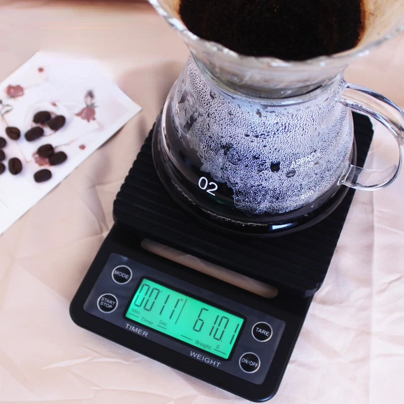 кофе весовой. вес кофейного зерна. кофейная масса. весы бариста. электронные кухонные весы для кофе с таймером 3kg/0.