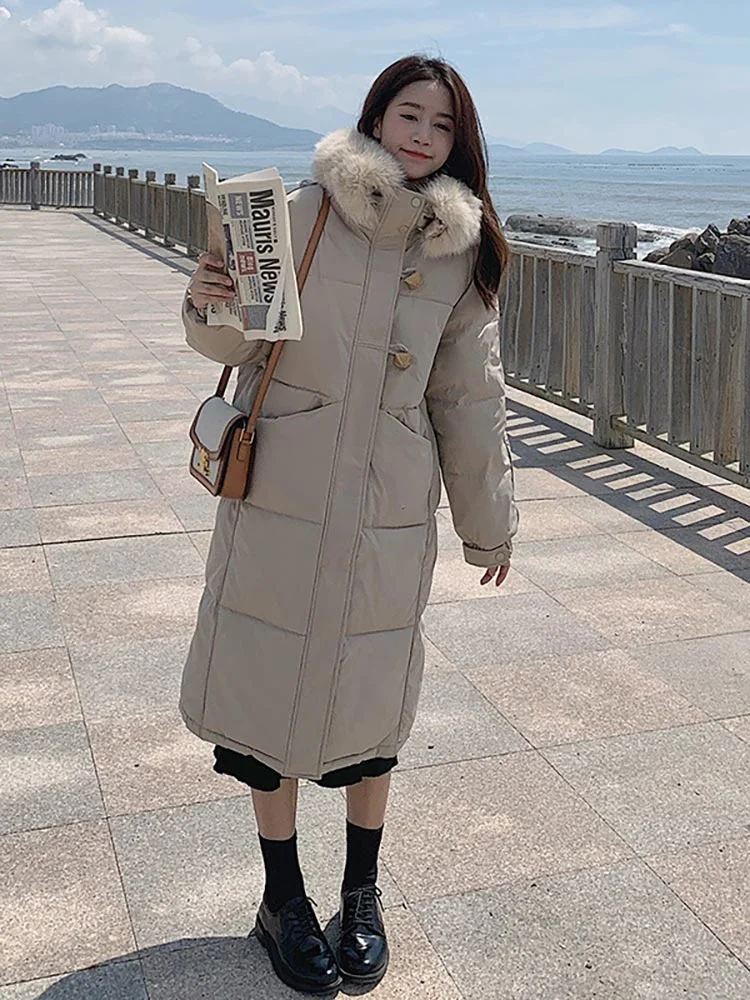 New Parkas Women 2022 Winter Long Jacket Coat Fur Hooded Female Parkas Thick Warm Cotton Padded Jacket Casual Clothes