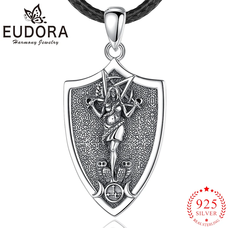 

Eudora 925 Sterling Silver Goddess Lilith Amulet Necklace Owl Moon Vintage Pendant Men Women Personality Jewelry Party Gift