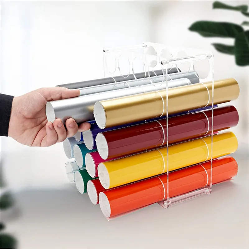 

Vinyl Roll Holder Acrylic Vinyl Storage Rack Balanced Vinyl Storage Organizer Rack Detachable Paper Organiser