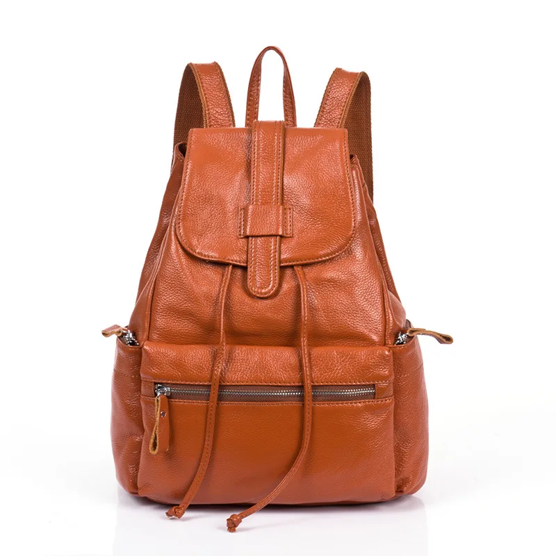New Brand Natural First Layer Cowhide Cowskin Genuine Leather Women Backpack Large Capacity Shoolbag Boy Travel Backpack Bag