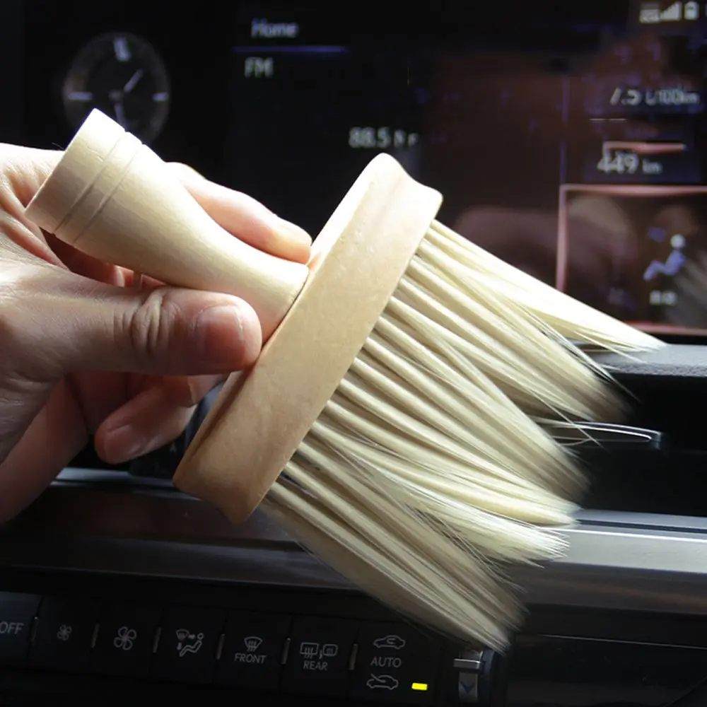 

Solid Wood Car Air Outlet Dust Brush Soft Bristle Brush Car Gap Cleaning Supplies Car Cleaning Tools Car Detailing Brush