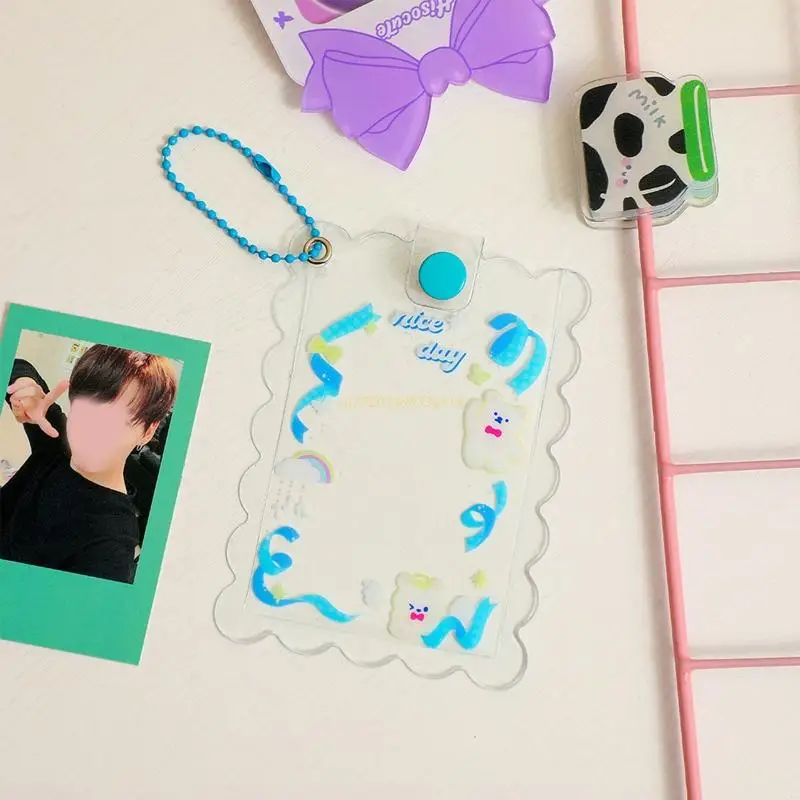 

1PC Cute Kpop Idol Photocards Storage with Keychains Girls Cartoon PVC Card Holder Drop Shipping