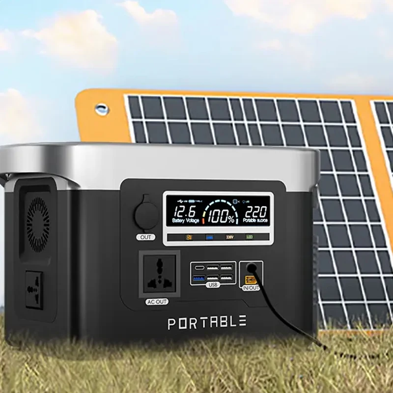 Фото Солнечная портативная электростанция 800W 1500W с выходом постоянного и переменного тока для дома, улицы и кемпинга №2