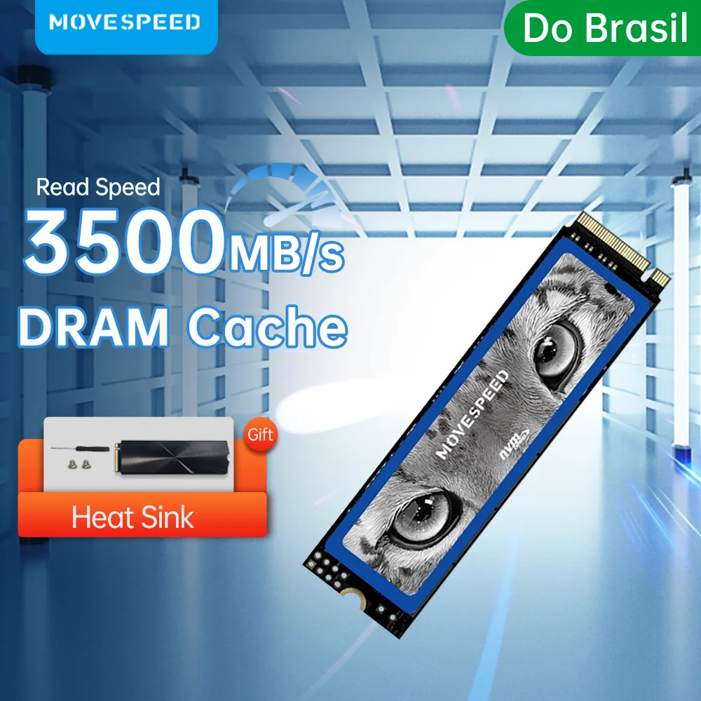 SSD MOVESPEED 3500 МБ/с с кэшем DRAM NVMe M2 2280 Внутренний ...