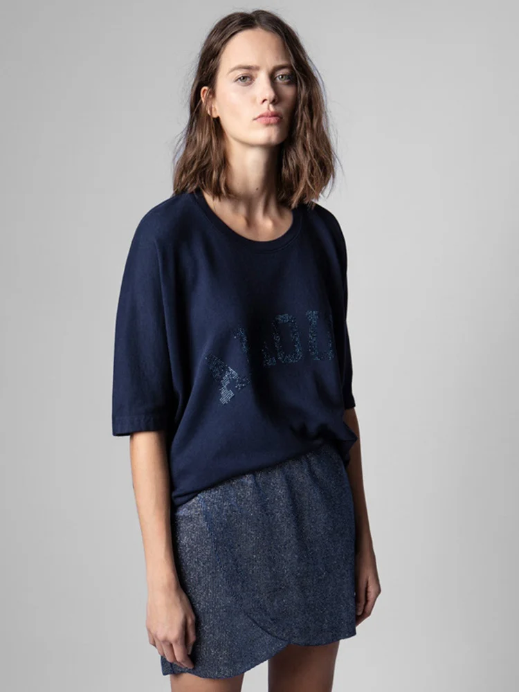 

2021 Spring and Summer New Loose Cotton Round Neck Women Short-sleeved T-shirt