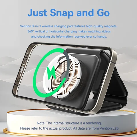 Магнитное беспроводное зарядное устройство Vention 15 Вт, быстрая зарядка 3 в 1 для iPhone 15 14 13 12 Pro Airpods, магнитные зарядные устройства для Apple Watch
