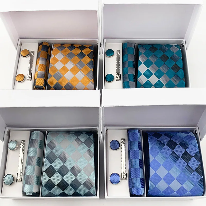 For Men Wedding Jacquard Necktie Square Clip Cufflinks Handkerchief Brezo Pour Teal Tie