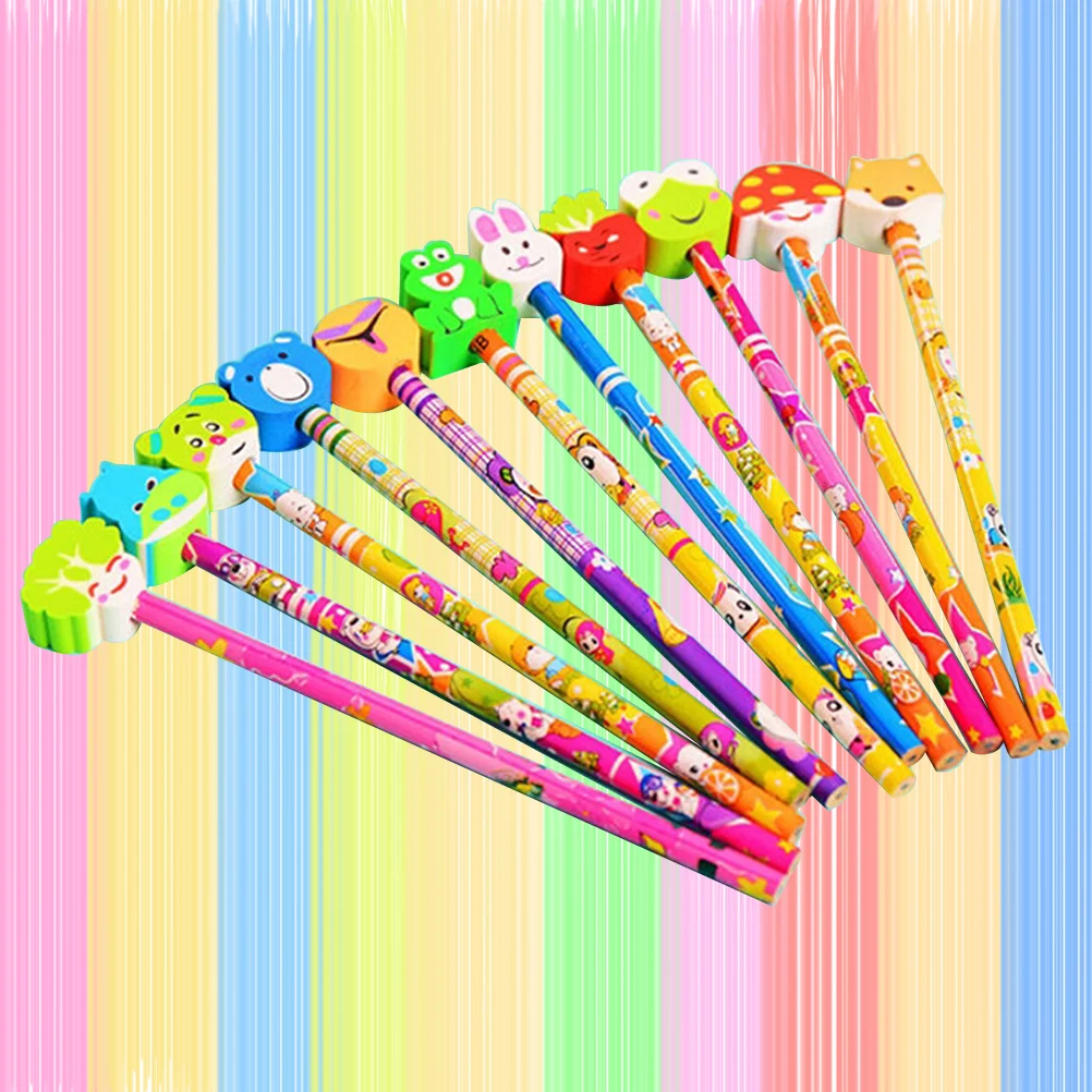 

24 Pcs Christmas Gifts Flexible Kids Writing Equipment Eraser Bamboo Pupils Pencils Stationery
