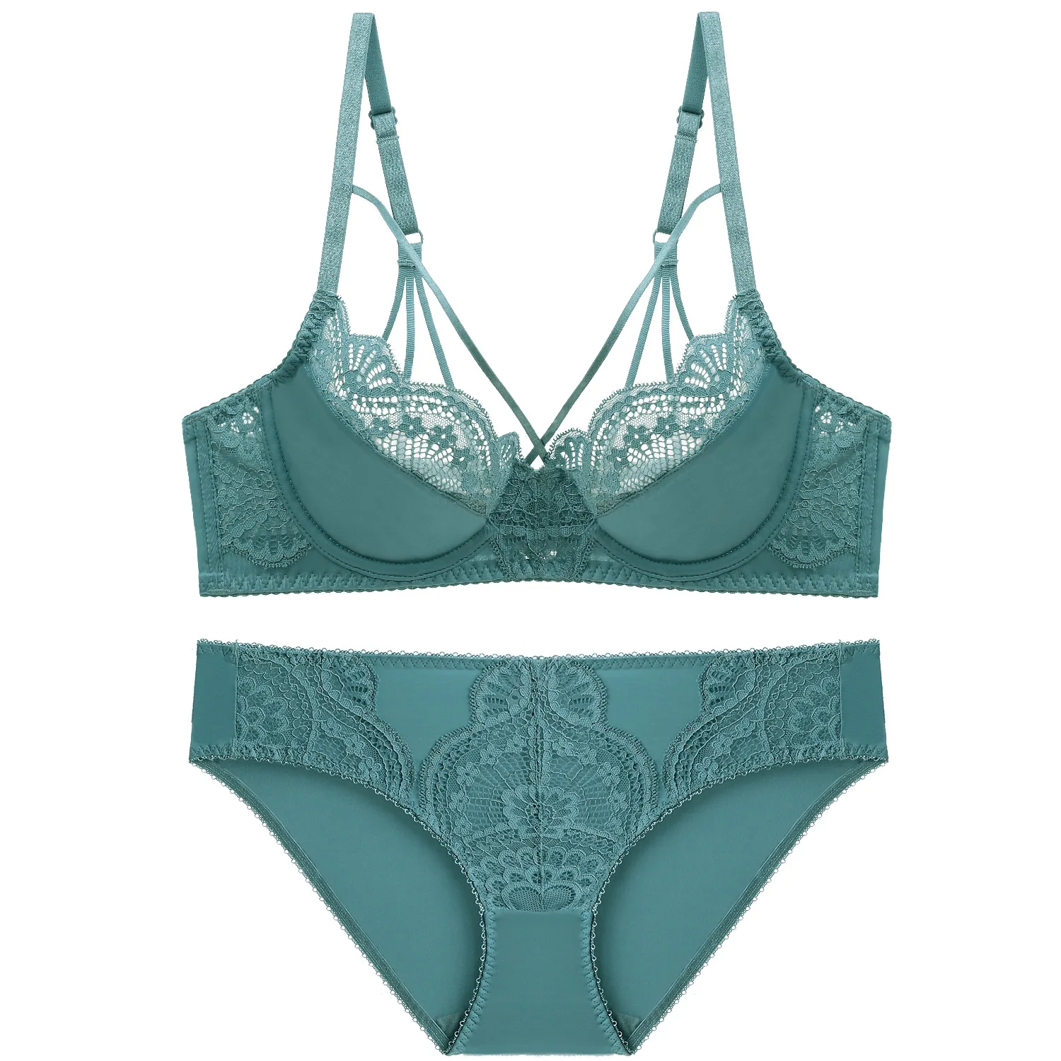 Комплект женского кружевного нижнего белья из бюстгальтера и трусиков