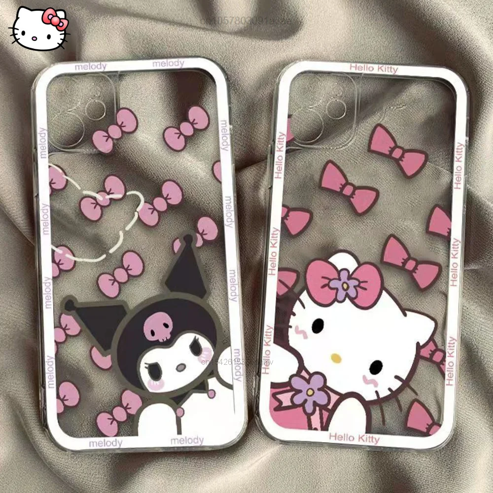 

Sanrio Hello Kitty Kuromi White Black Iphone 13 11 12 Pro Max Case Xr X Xs Max 6 7 8 Plus Transparent Clear Cases For Women Girl