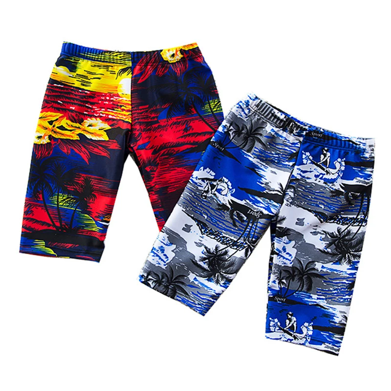 

3-12 Years Boys Swim Trunks Kids Swimsuit Knee Length Shorts Swim Beach Wear Fifth Pants Tree Boys Kids Trunks Boy Bathing Suits