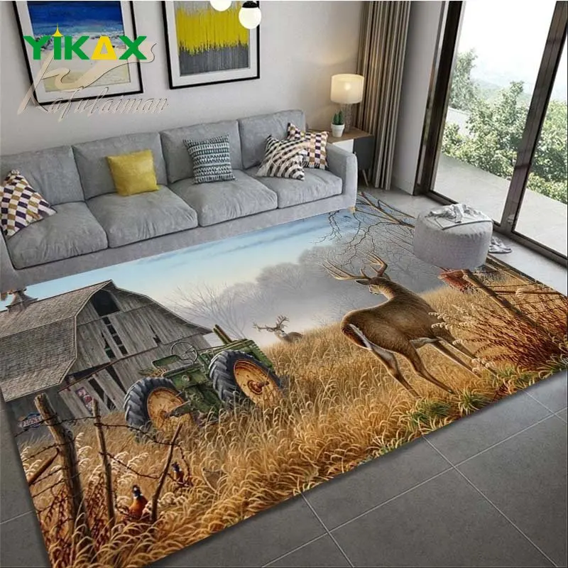 

Deer Wildebeest Carpet Wild Animals For Living Room Bedroom Bathroom Kitchen Area Rug Vintage Doormat Home Decorative Anti-Slip