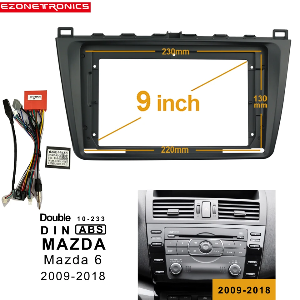 

2din 1Din автомобильный DVD-адаптер для рамы аудиофитинга комплекты отделки приборной панели 9 дюймов для MAZDA 6 2009-2018 двойной Din радиоплеер