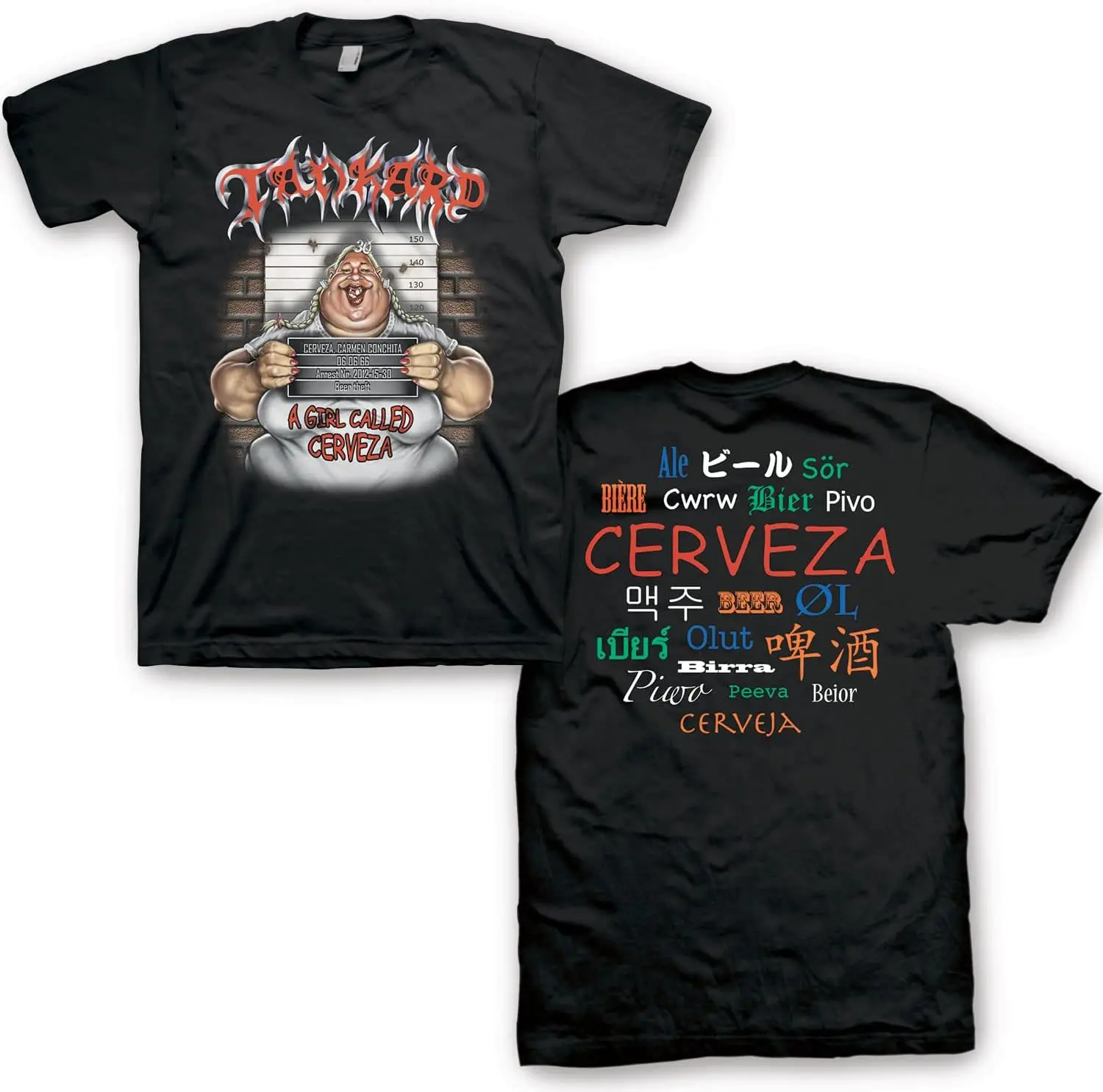 Мужская футболка Tankard A Girl с принтом спереди и сзади коротким рукавом графическим