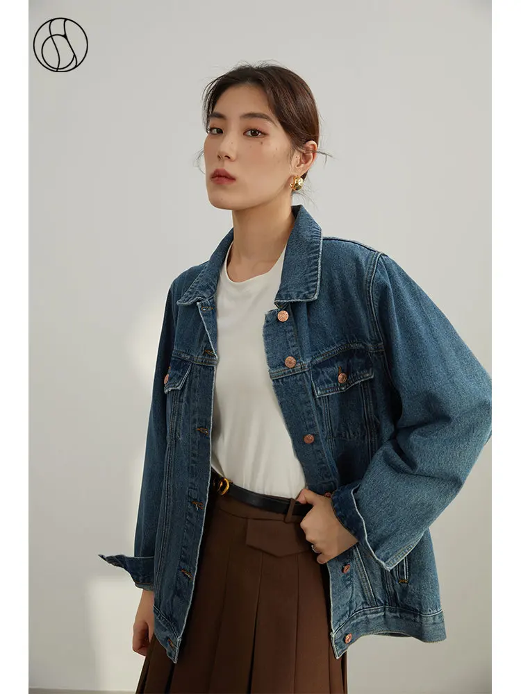 Куртка DUSHU женская джинсовая свободного покроя, повседневная универсальная модная верхняя одежда из денима в Корейском стиле, осень