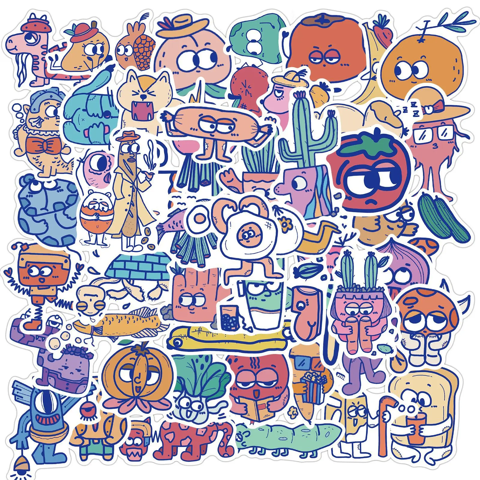 

50pcs Fruit Cartoon Monster Graffiti Stickers Kids Classic Toys Refrigerator Laptop Guitar Luggage DIY Waterproof Sticker Decals